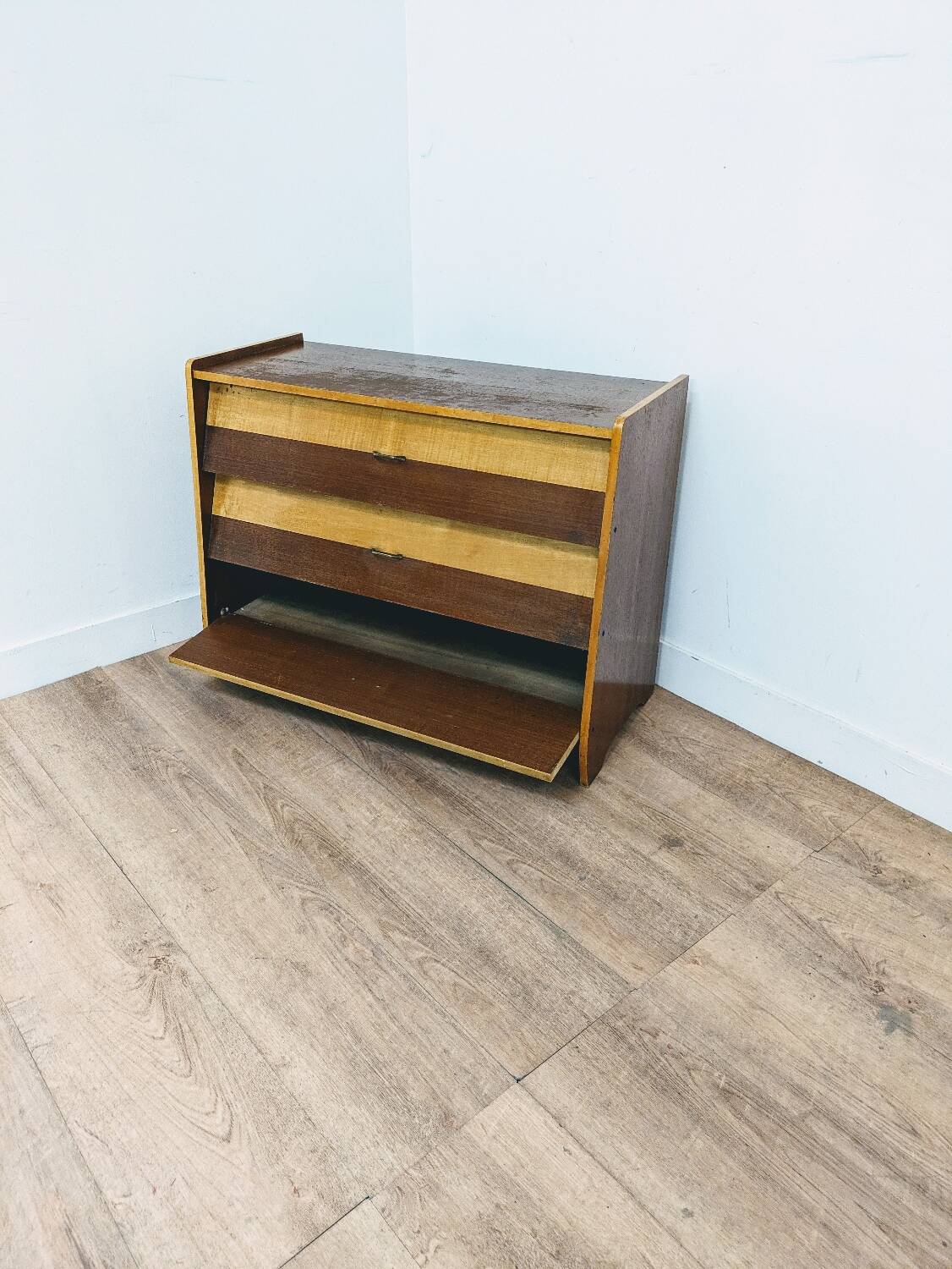 Vintage Scandinavian wooden shoe cabinet