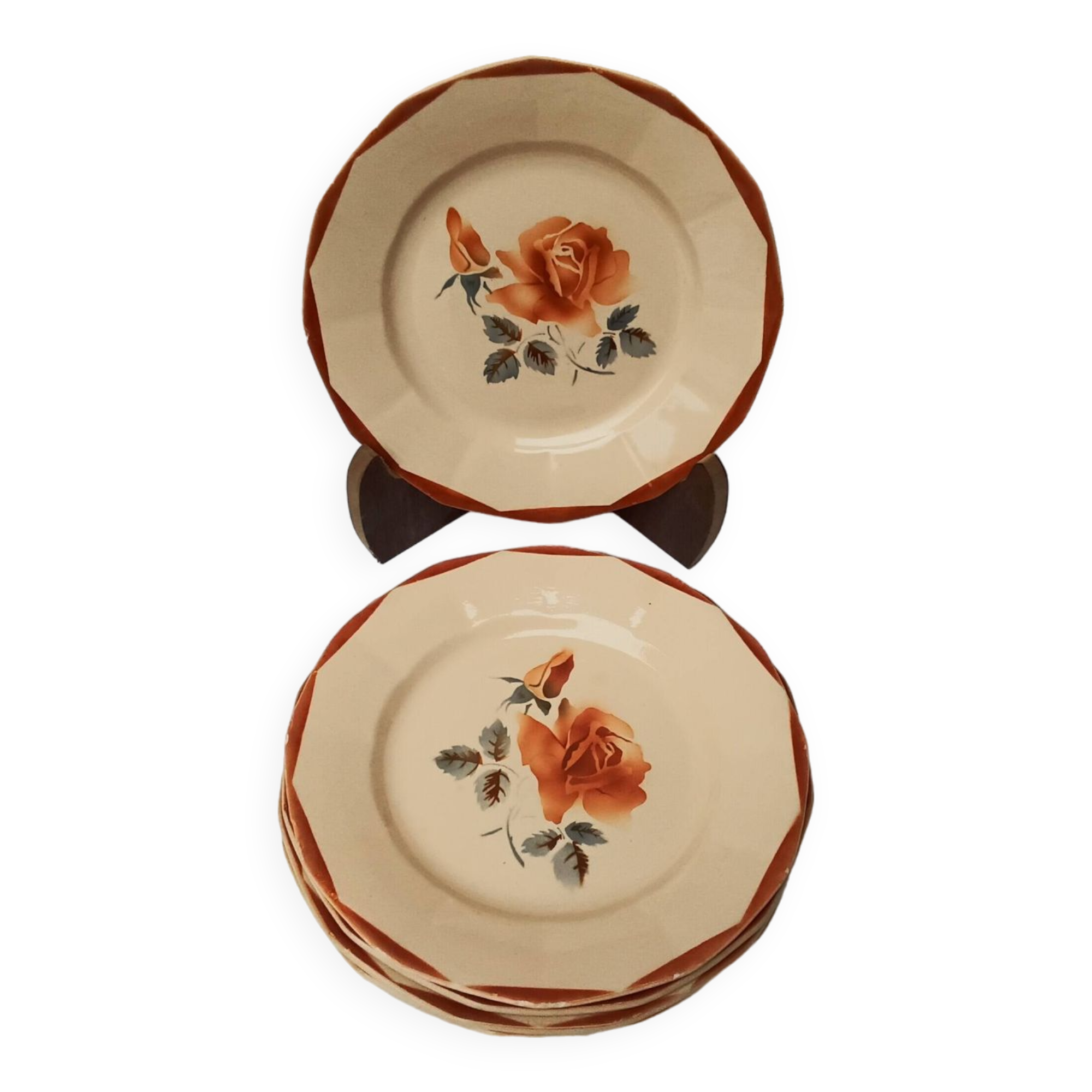 Set of six Digoin Sarreguemine dinner plates