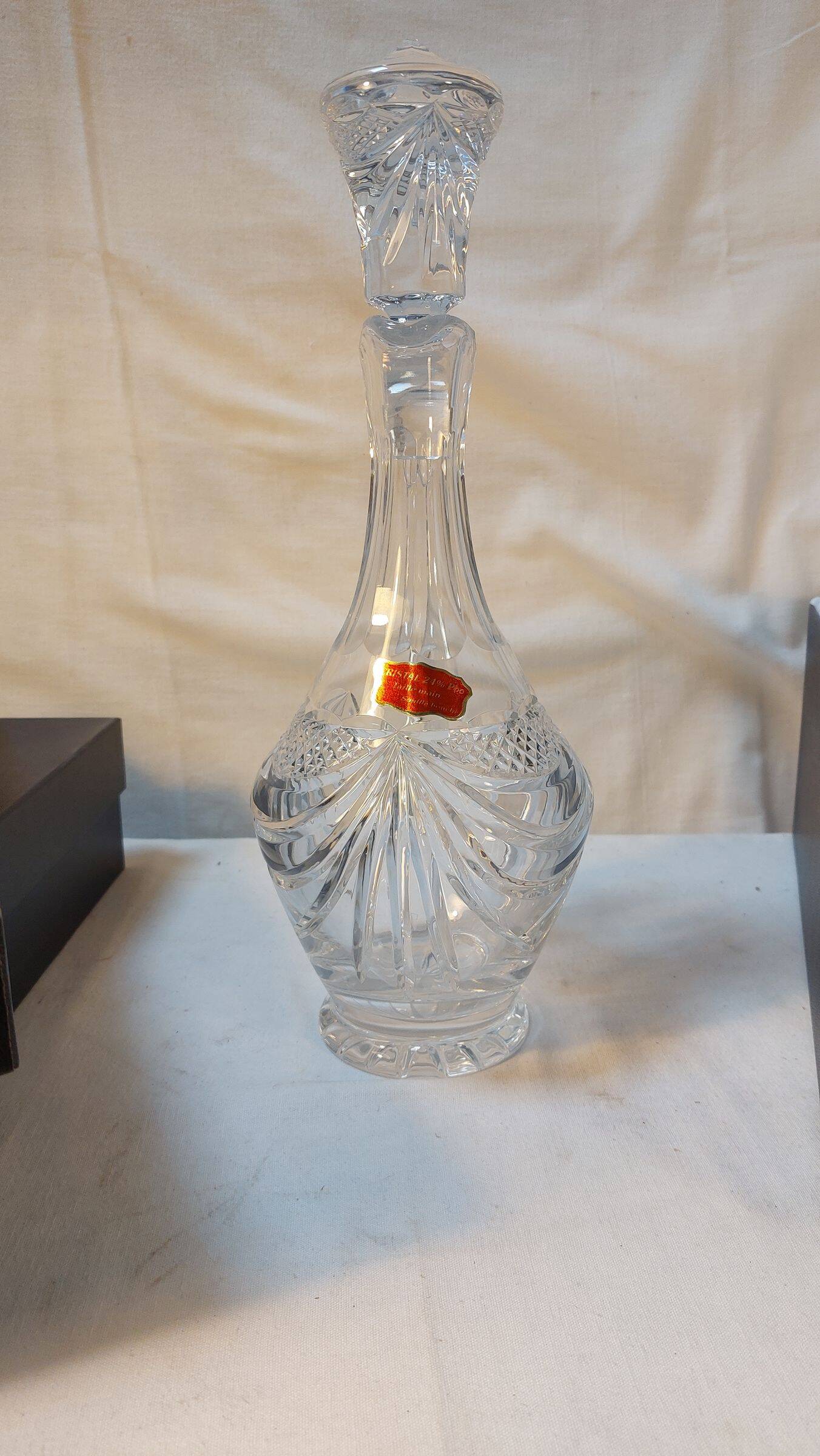 Set of 6 wine glasses and carafe in Lorraine Crystal - Gérard Model