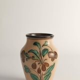 Art Nouveau Flower Motif Earthenware Vase by Sala, Sweden 1920s