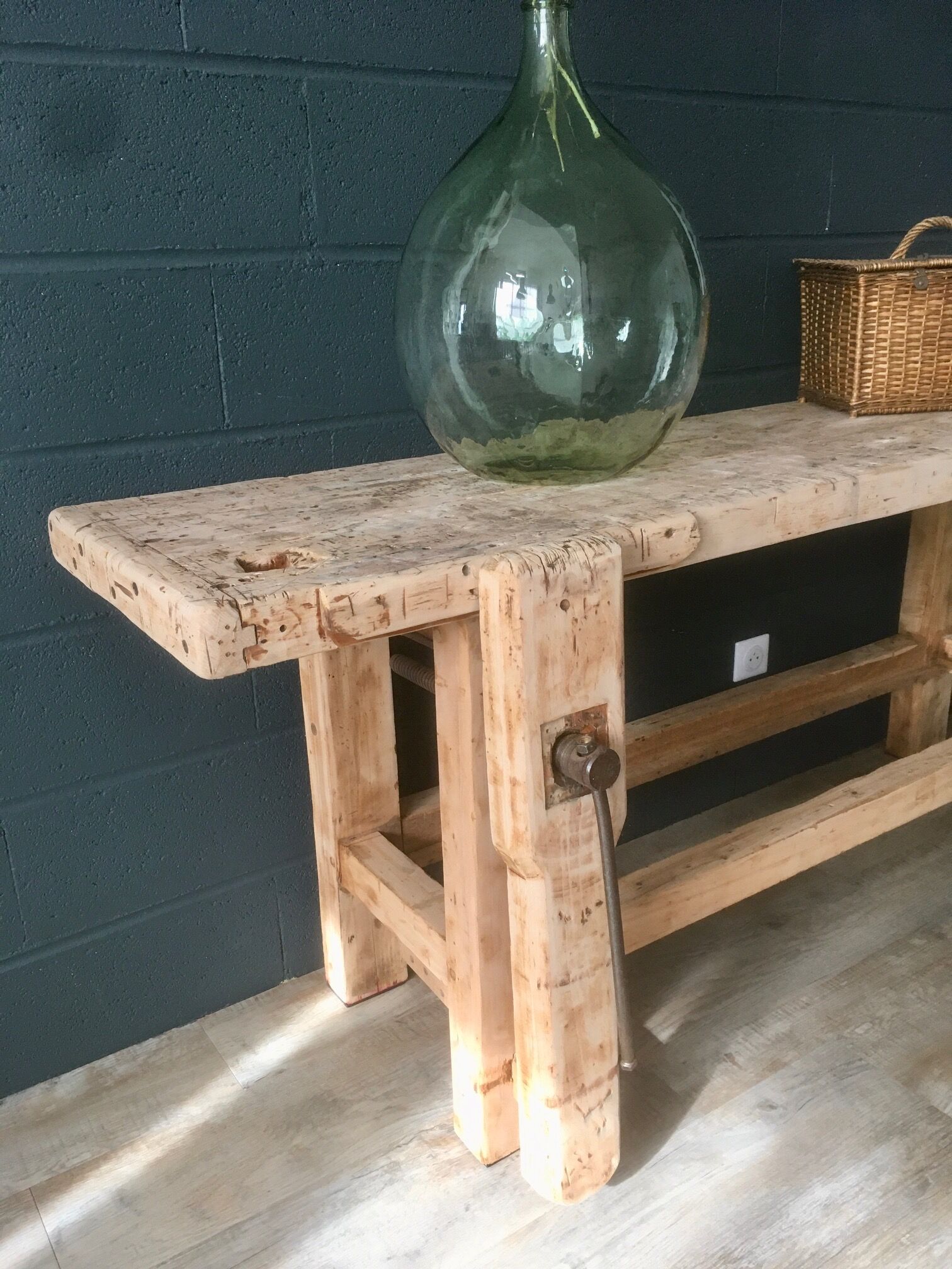 Antique workbench in light wood