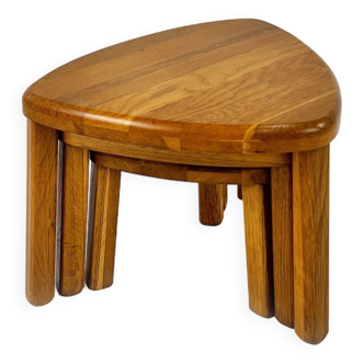 Modernist blond oak nesting tables, 1960s