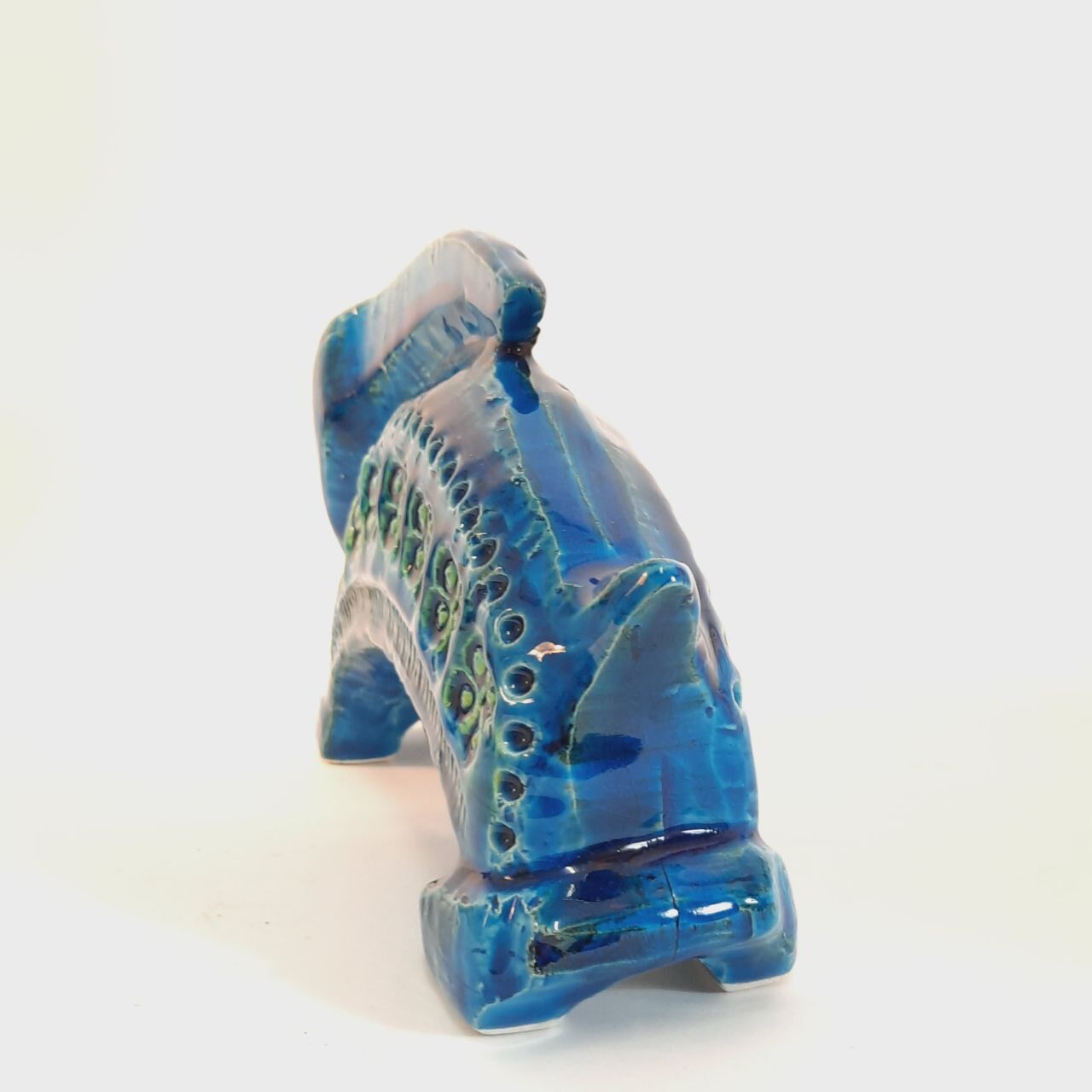 Rabbit statue, vintage, Aldo Londi for Bitossi, Rimini blue series