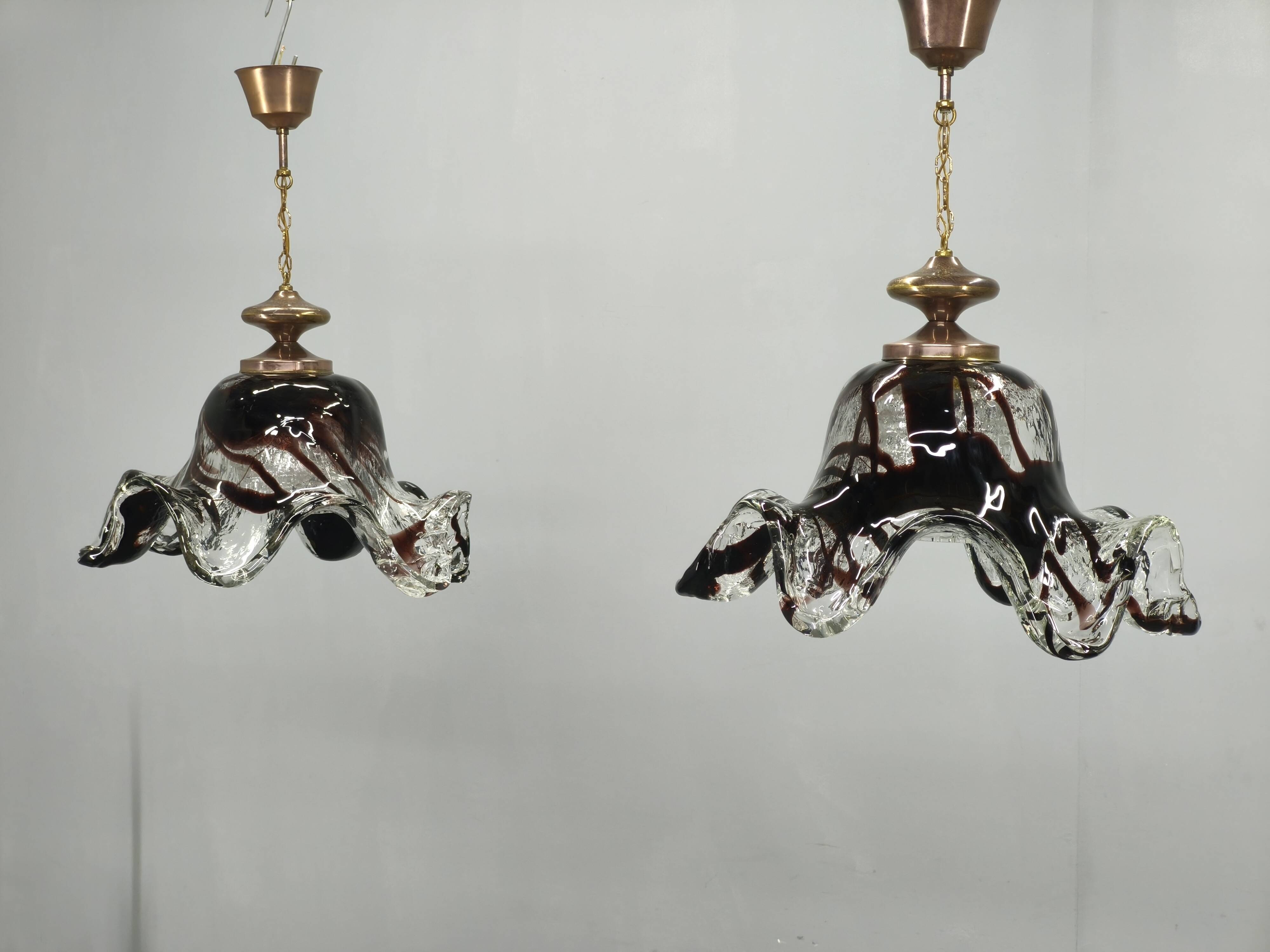 Pair of Murano Glass Pendant Lights, Italy, 1960s