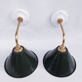 Swan neck enamelled sheet metal wall lights