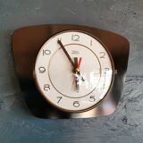Vintage formica clock silent trapeze wall pendulum "Diehl black white"