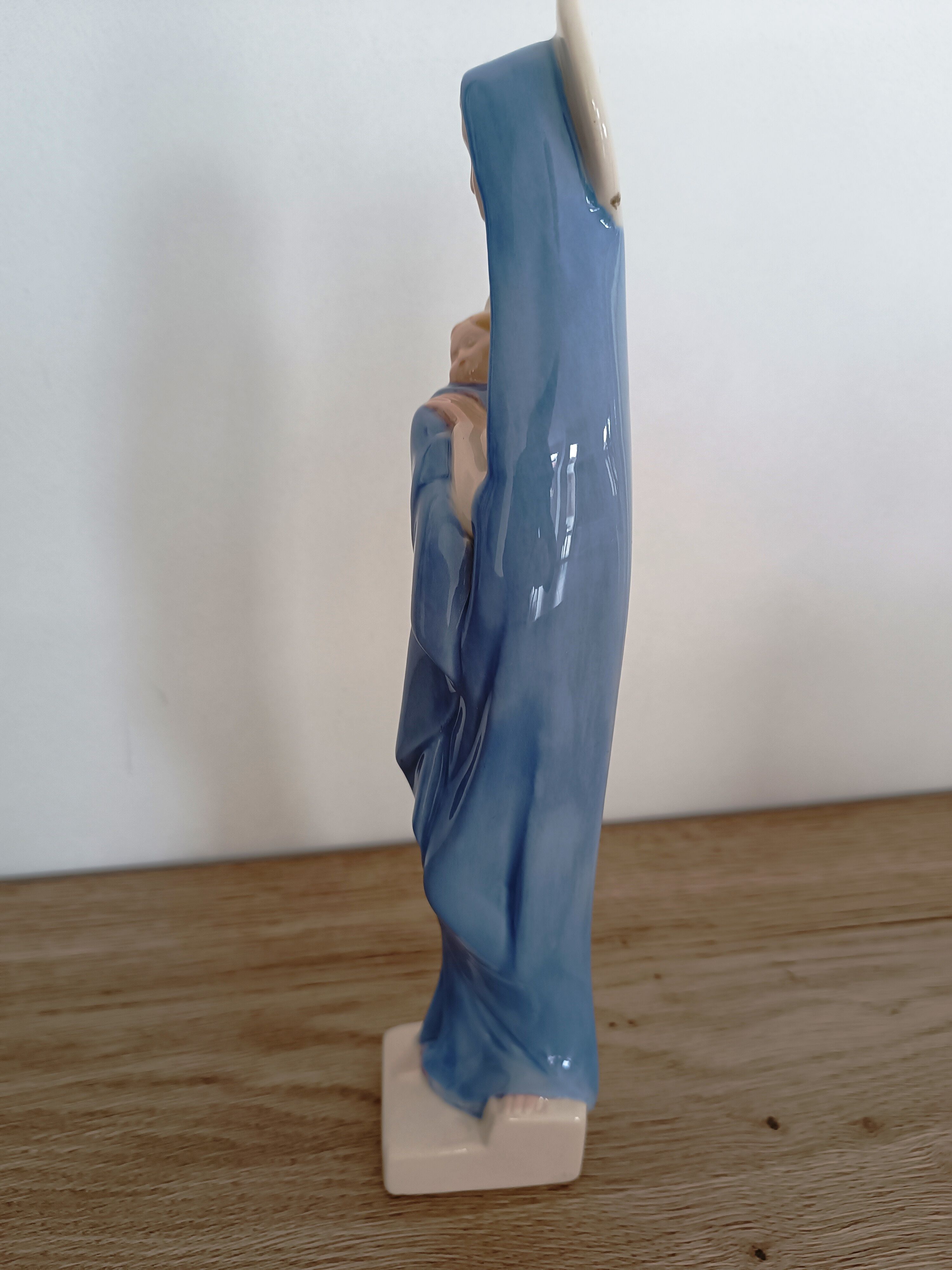 Virgin statue Faience Desvres Fourmaintraux H 28 cm