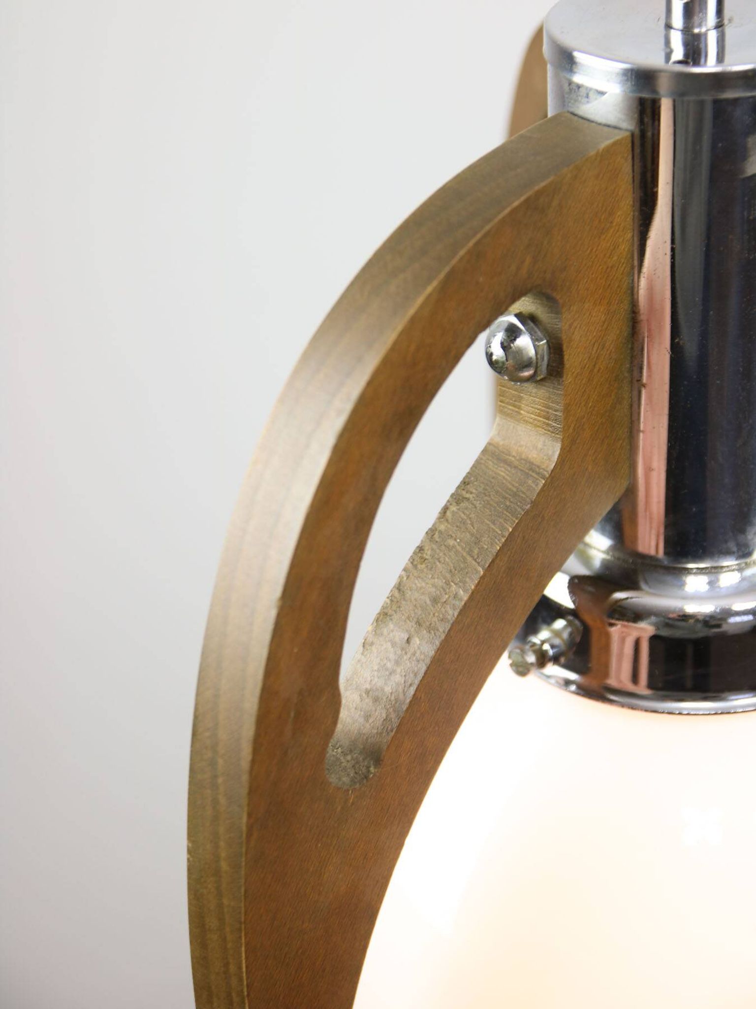 Mid-Century Scandinavian Chrome & Opaline Pendant Lamp, 1960s