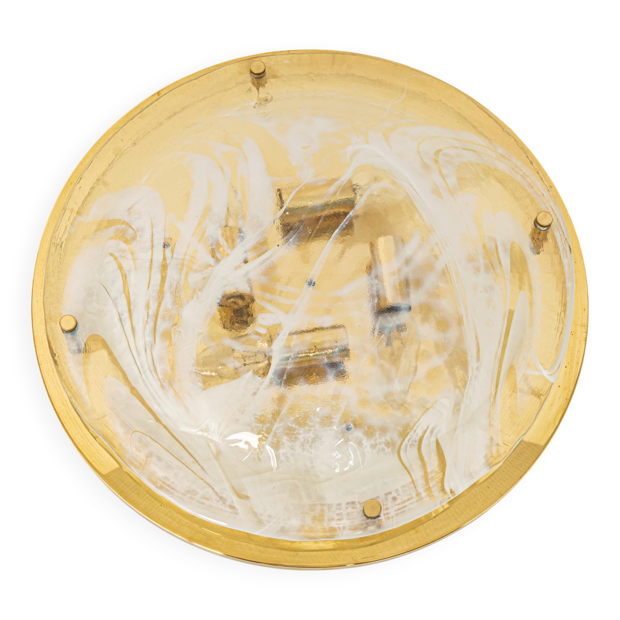 Large Murano brass wall lamp by Hillebrand, Germany, 1970s.