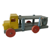 Wooden car transporter truck from the 70s, pretty vintage colors