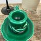 Vallauris candle holder in vintage green ceramic 1970