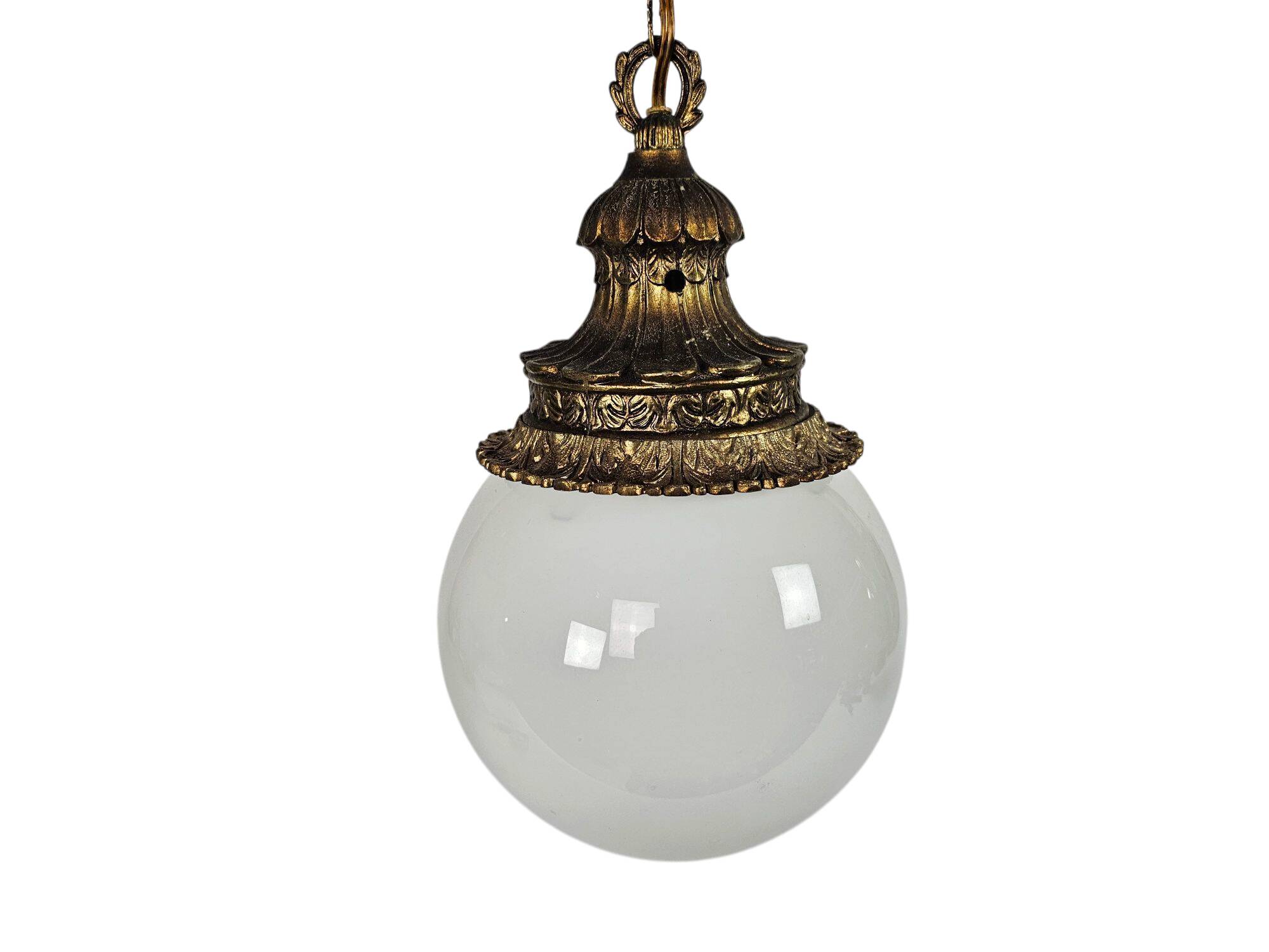 Vintage - Hollywood Regency style - pendant lamp - globe lamp - gold plated