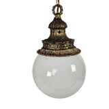 Vintage - Hollywood Regency style - pendant lamp - globe lamp - gold plated