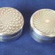 2 art deco style silver metal pill boxes