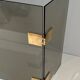 Three-Panel Folding Fire Screen in Smoked Glass with Polished Brass Hinges,