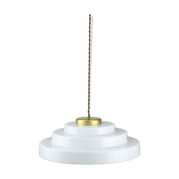 Mid-century cascade brass and plexiglass pendant lamp
