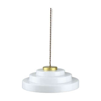 Mid-century cascade brass and plexiglass pendant lamp