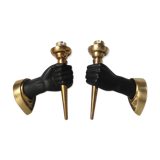 Pair of brass hand flare appliques