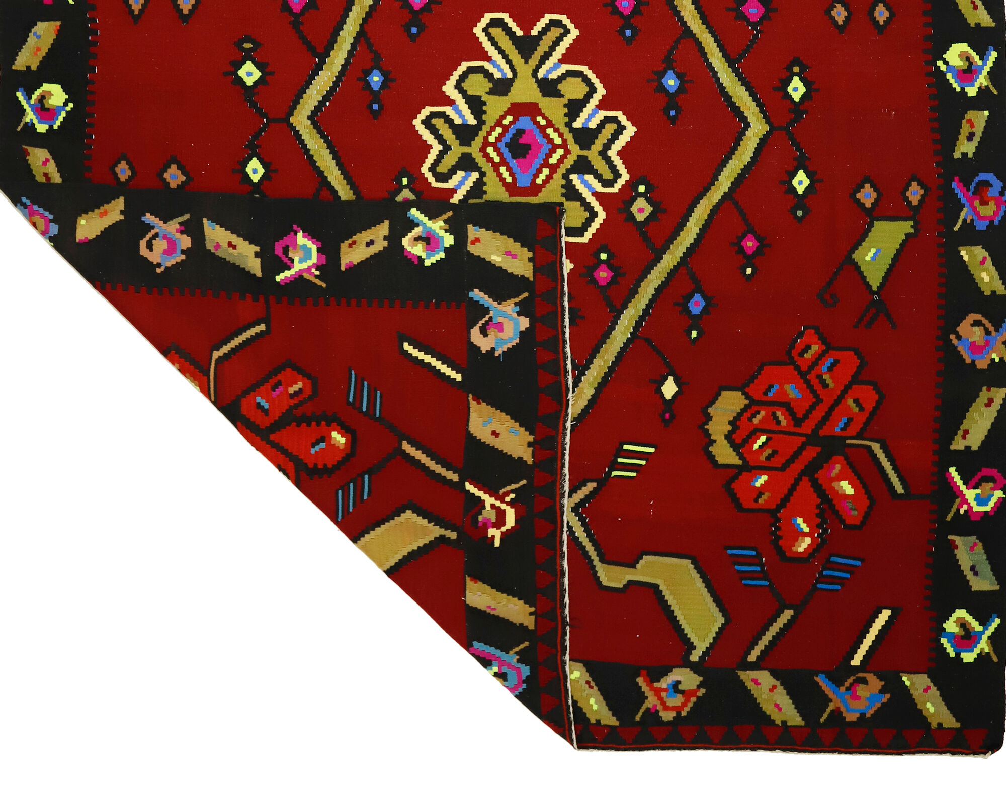 Anatolian handmade kilim rug 285 cm x 218 cm