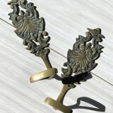 Set of 2 antique cast iron hooks for wall coat rack