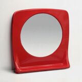 Miroir italien Space Age rouge avec étagère, années 1970