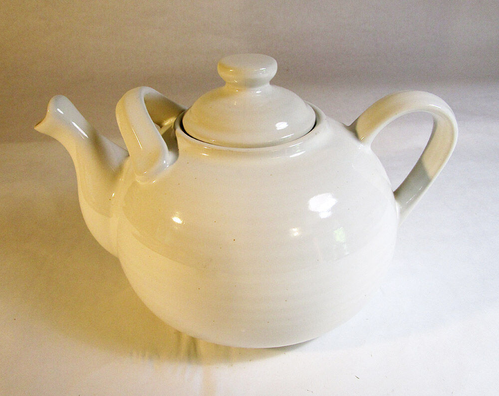 Large white ceramic teapot