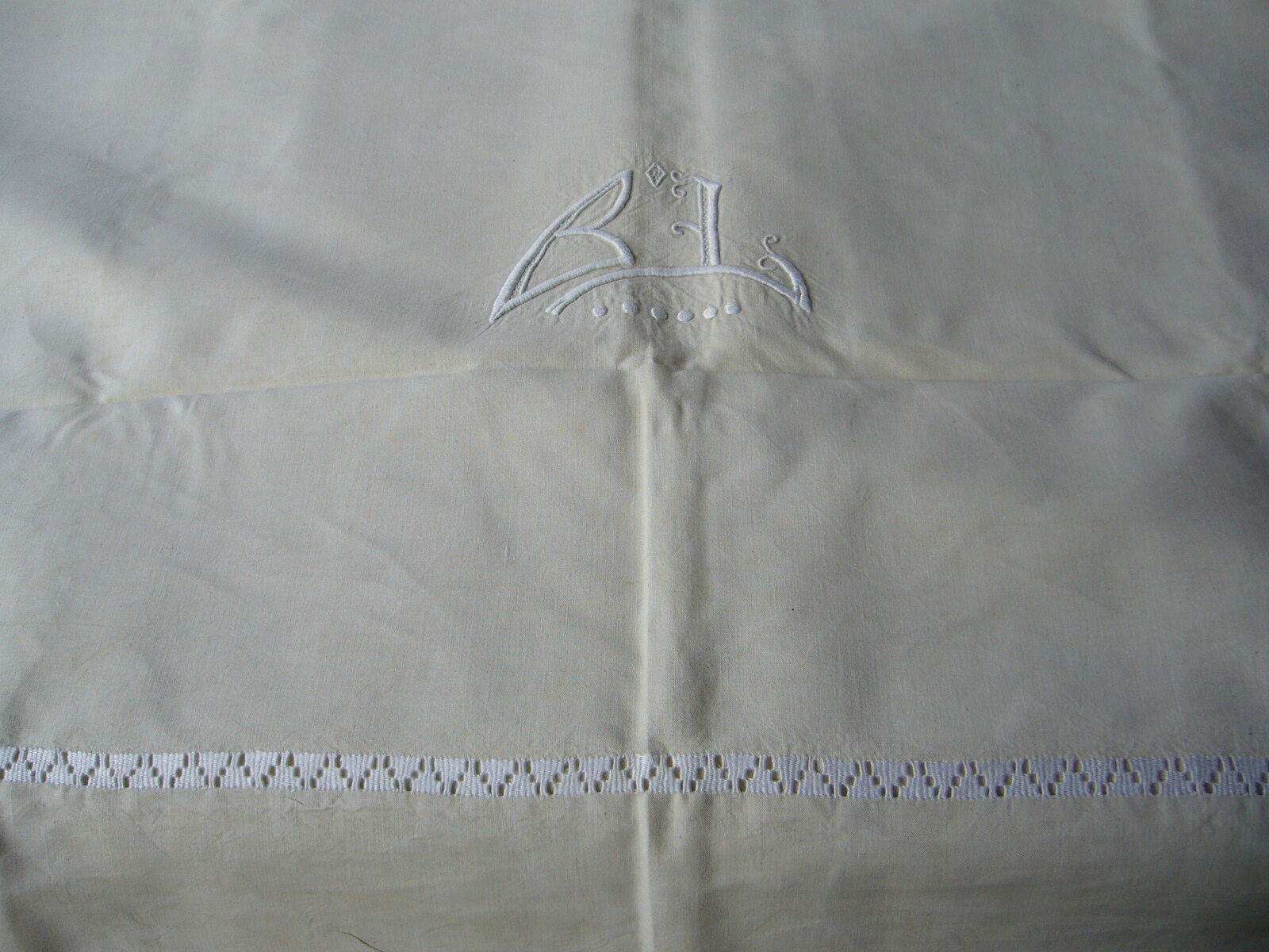 Old embroidered linen sheet
