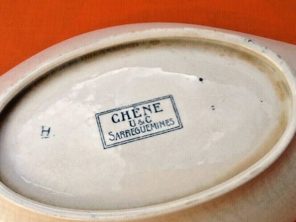 Old service ravier U&C faience Sarreguemines Model Oak