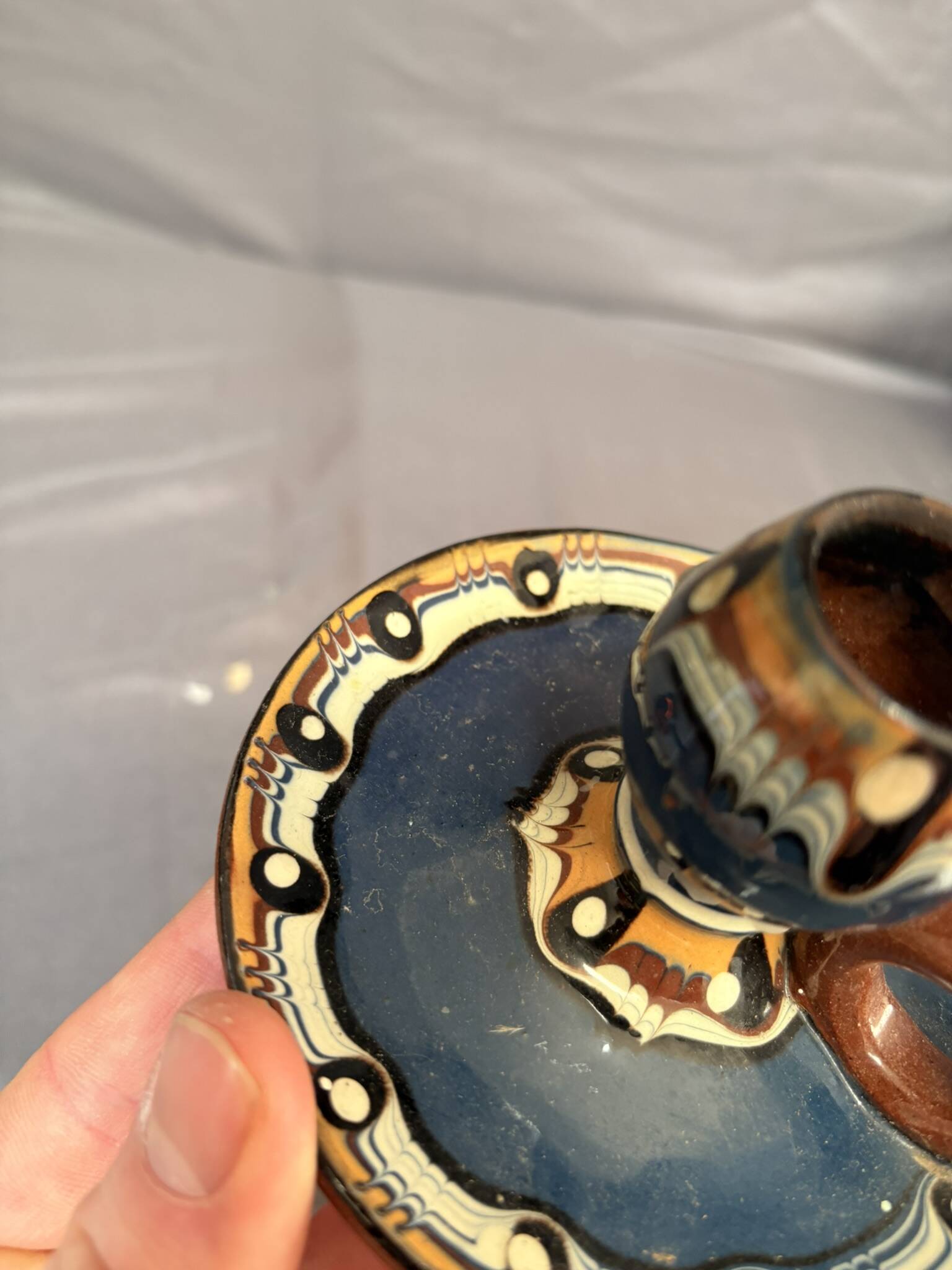 Ancien bougeoir rat de cave en terre cuite bulgare