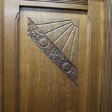 Art Deco carved oak wardrobe - Flemish workshop circa 1930