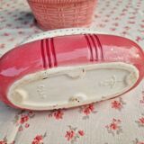 Petite jardiniere en faience ancienne DB De Bruyn Lille Fives rose motif de fleurs