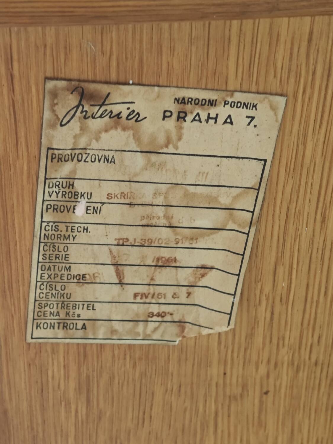 Wooden buffet U 452 pink by Jiri Jiroutek for Intérier Praha 1960