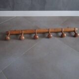 Old wooden wall coat rack - 6 hooks