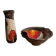 Vase and bowl, vintage ceramic cup Tri Ushi (Bulgaria)
