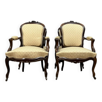 Series of 4 Napoleon III period armchairs in mahogany circa 1850