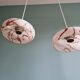 Set of 3 pendants in pink marbled opaline