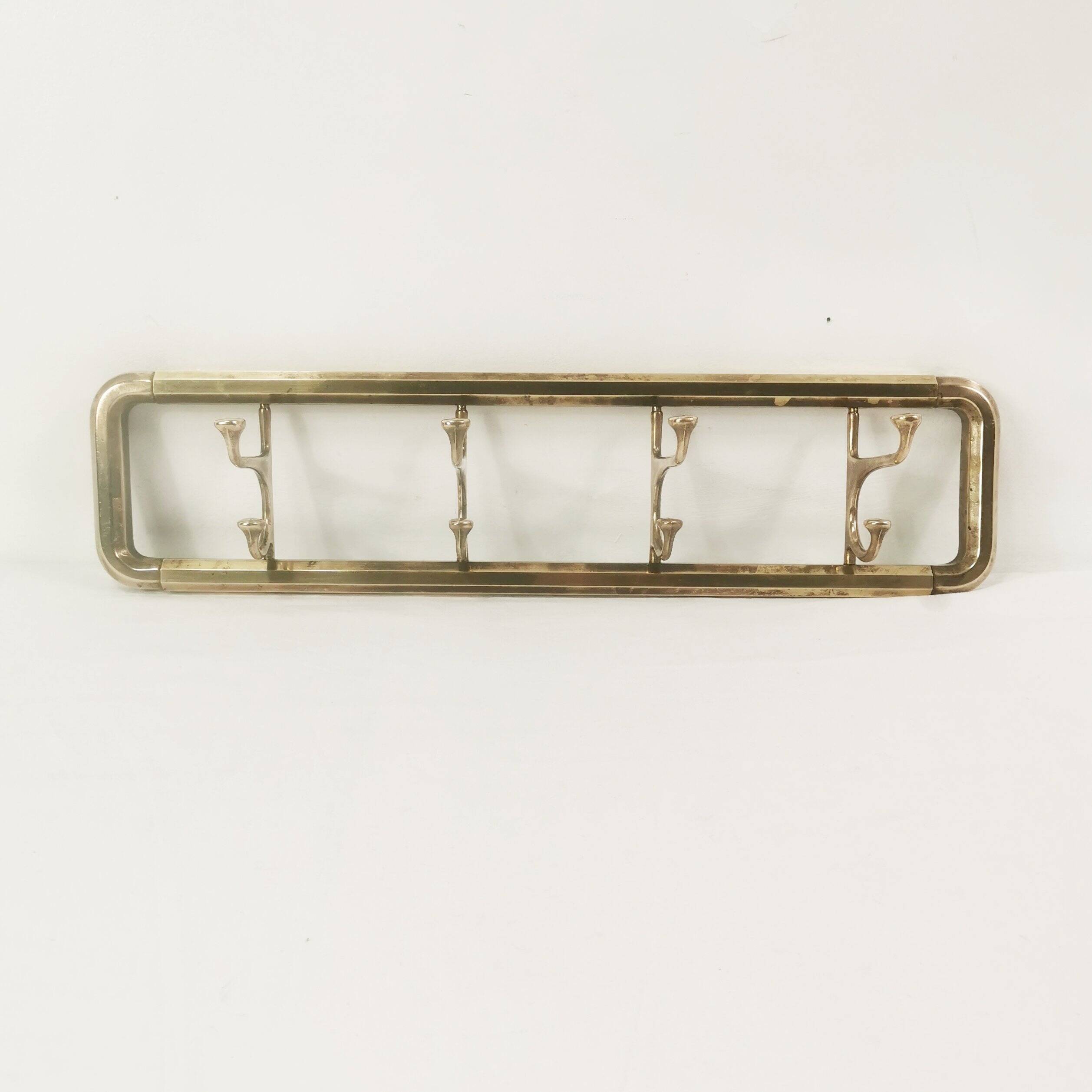 Art Deco brass wall hanger, Austria, 1940s.
