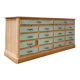 Old wooden display case with drawers, 1950