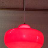 Vintage red glass pendant light from the 70s