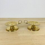 Pair of gilded brass cellar rat candlesticks