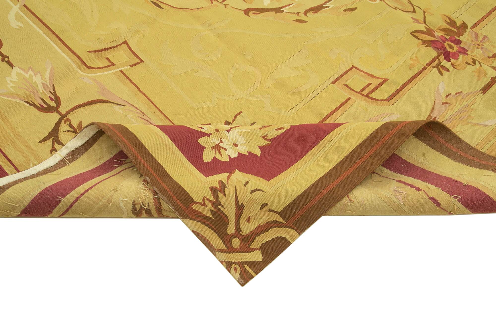 Handmade European Vintage Aubusson Kilim 260 cm x 368 cm