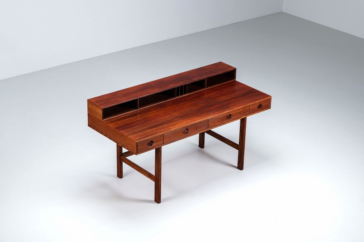 Peter Lovig flip-top partners desk rosewood Lovig Denmark 1960