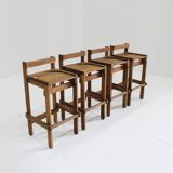 Vintage wooden bar stools 1960, set of 4