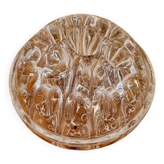 Vintage molded glass flower frog with 19 holes