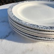 Set of 6 old Robert Salins flat plates, Terre de Fer