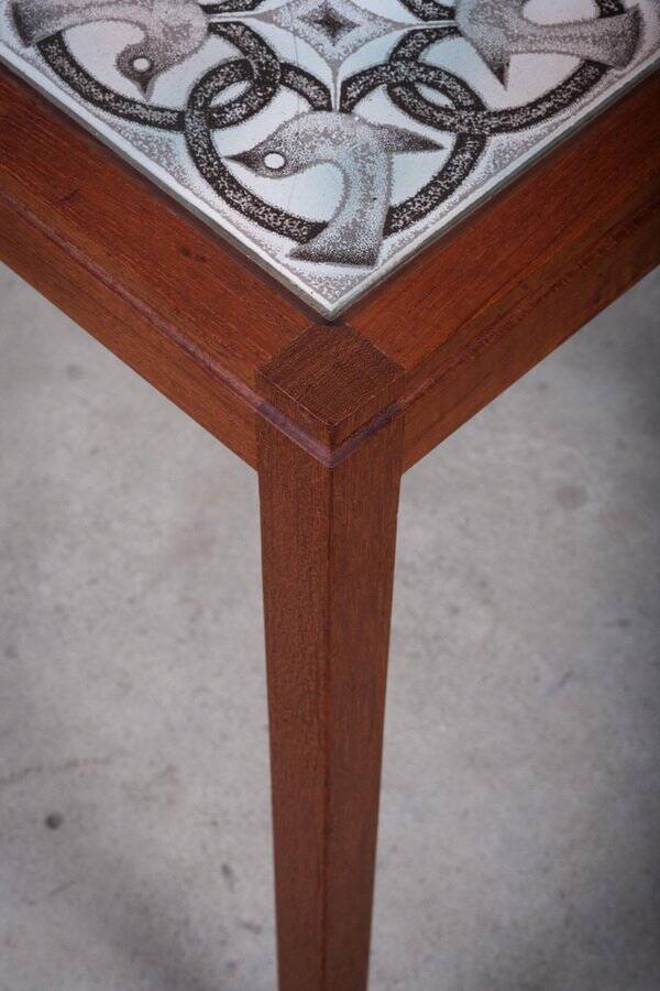 Danish Teak Coffee or Side Table with Tile Top, 1960s