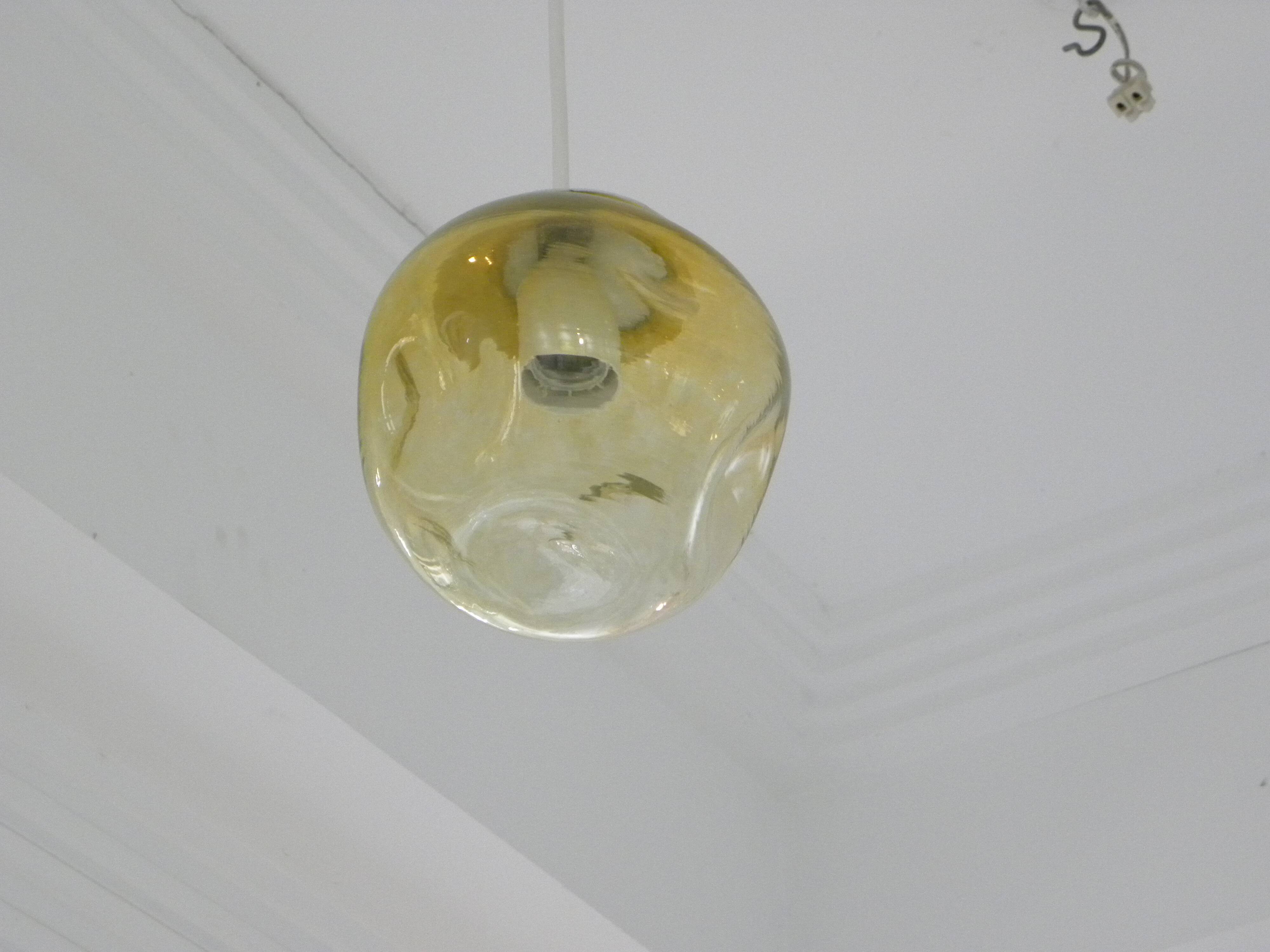 Amber glass suspension vintage ceiling lamp retro design