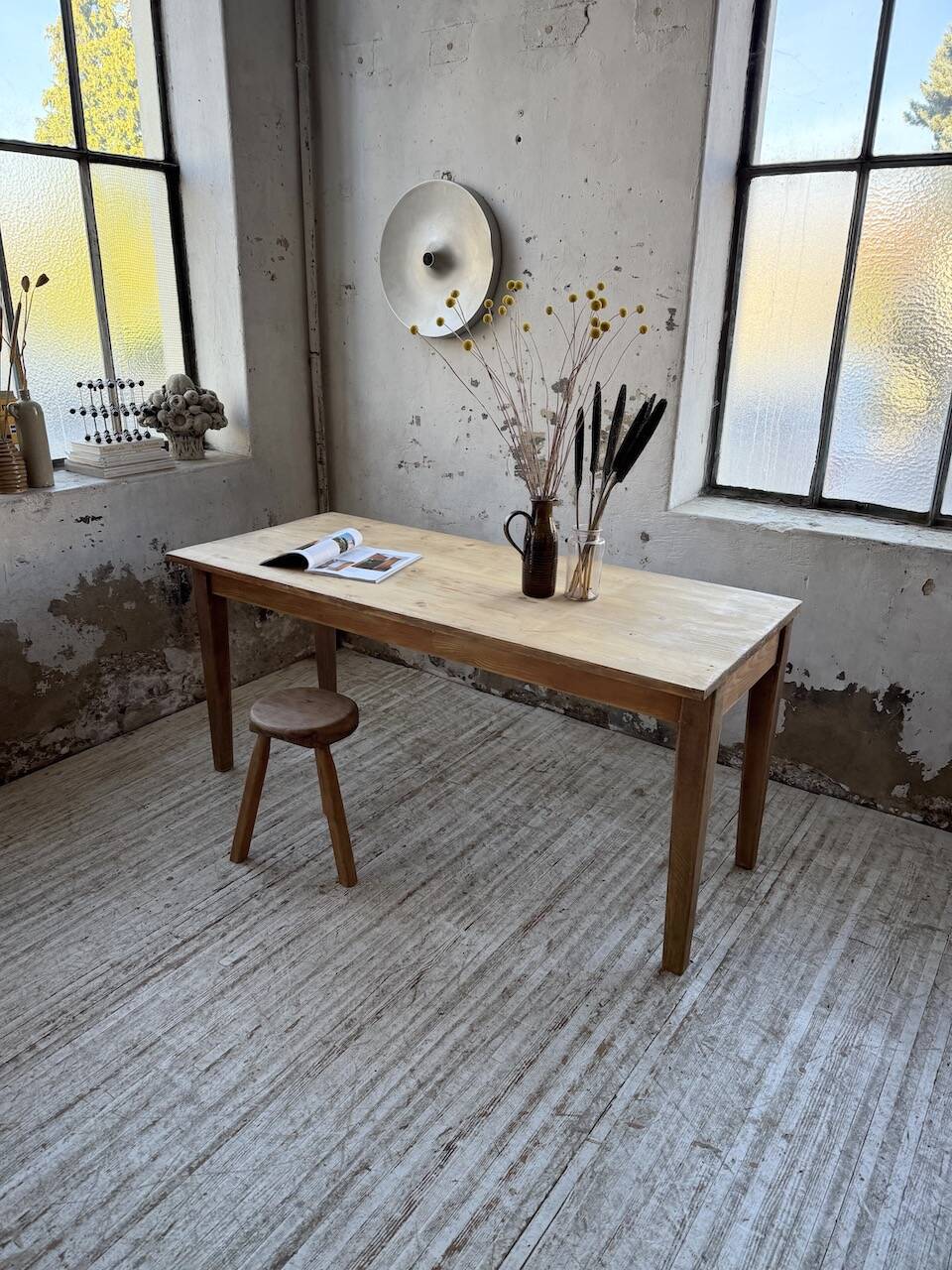 Table de ferme en pin et chêne