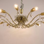 Mid-century floral brass and crystal chandelier by Lobmeyr, 1950s, Austria.