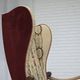 1950s, Danish wingback armchair, wool fabric, red furniture velour.